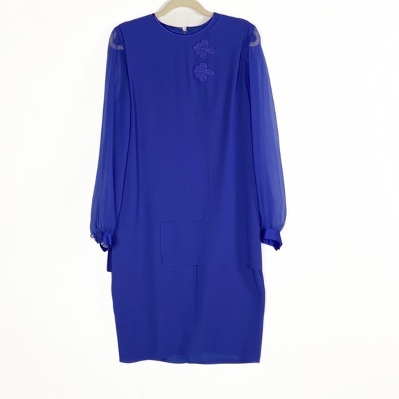 Vintage Ursula of Switzerland Layered Long Sleeve Satin Trim Evening Dress - Picture 16 of 16